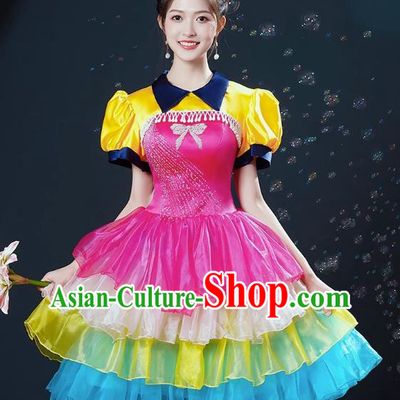 Modern Dance Costumes Fashion Chorus Performance Costumes Female Dancer Square Dance Dress Fluffy Opening Dance Performance Costumes