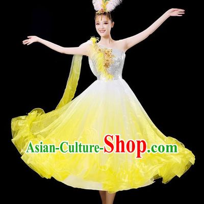 Opening Dance Big Swing Skirt Dance Costume Female Stage Modern Dance Dress Accompaniment Dance Costume Long Skirt