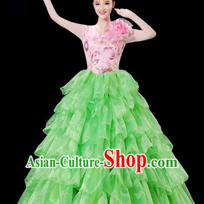 Opening Dance Big Swing Skirt Performance Costume Female Chinese Style Large Stage Modern Dance Costume Singing and Dancing Long Skirt