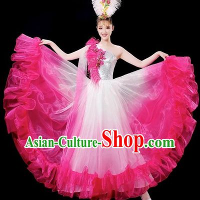 Opening Dance Big Swing Skirt Performance Costume Female Chinese Style Modern Stage Fan Dance Costume Song Dance Long Skirt