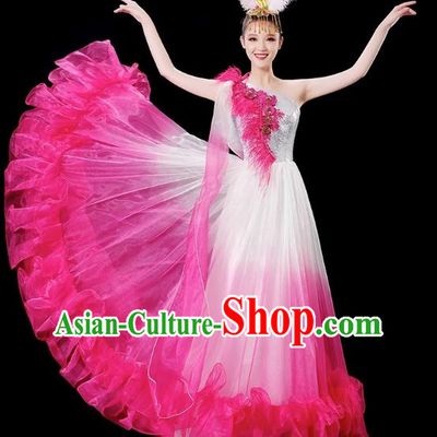 Opening Dance Big Swing Skirt Performance Costume Female Chinese Style Modern Stage Fan Dance Costume Song Dance Long Skirt
