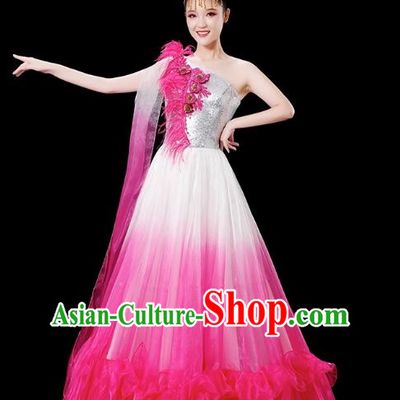 Opening Dance Big Swing Skirt Performance Costume Female Chinese Style Modern Stage Fan Dance Costume Song Dance Long Skirt