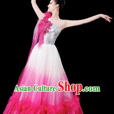 Opening Dance Big Swing Skirt Performance Costume Female Chinese Style Modern Stage Fan Dance Costume Song Dance Long Skirt