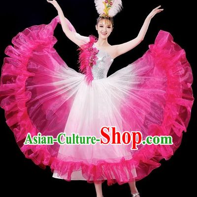 Opening Dance Big Swing Skirt Performance Costume Female Chinese Style Modern Stage Fan Dance Costume Song Dance Long Skirt