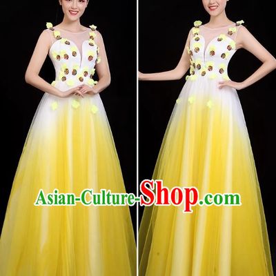 Yellow Opening Dance Large Swing Skirt Performance Costume New Cantata Long Skirt Accompanying Dance Costume Female Modern Dance