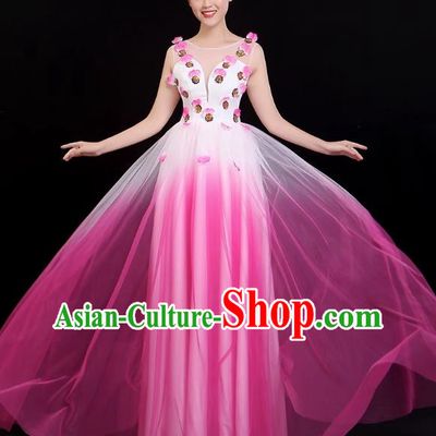 Pink Opening Dance Big Swing Skirt Performance Costume New Cantata Long Skirt Accompanying Dance Costume Female Modern Dance