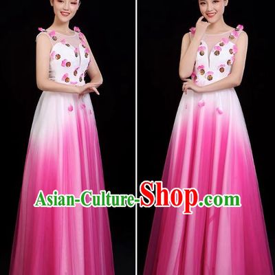 Pink Opening Dance Big Swing Skirt Performance Costume New Cantata Long Skirt Accompanying Dance Costume Female Modern Dance
