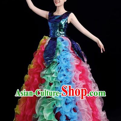 Opening Dance Big Swing Skirt Costume Modern Dance Performance Square Dance Costume Dance Clothes Adult Female