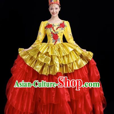Opening Dance Big Swing Skirt Performance Costume Female Dance Stage Song and Dance Performance Costume Modern Big Skirt