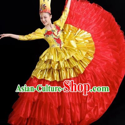 Opening Dance Big Swing Skirt Performance Costume Female Dance Stage Song and Dance Performance Costume Modern Big Skirt