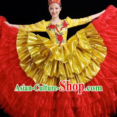 Opening Dance Big Swing Skirt Performance Costume Female Dance Stage Song and Dance Performance Costume Modern Big Skirt