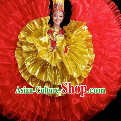 Opening Dance Big Swing Skirt Performance Costume Female Dance Stage Song and Dance Performance Costume Modern Big Skirt