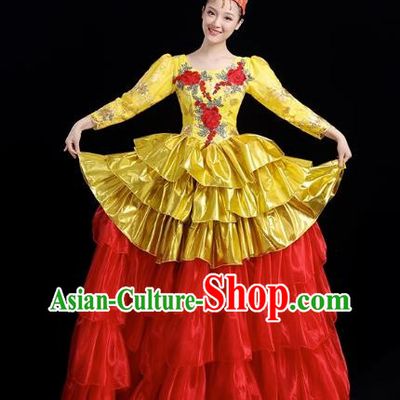 Opening Dance Big Swing Skirt Performance Costume Female Dance Stage Song and Dance Performance Costume Modern Big Skirt