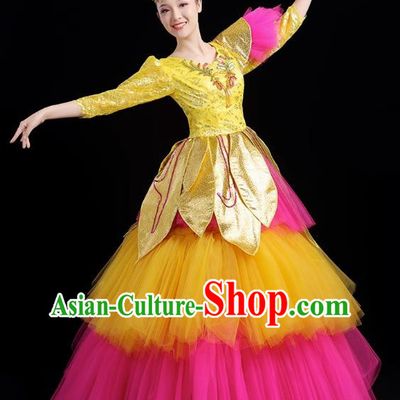 Opening Dance Big Swing Skirt Spring Festival Evening Stage Dance Costume Modern Dance Big Skirt Performance Costume Female