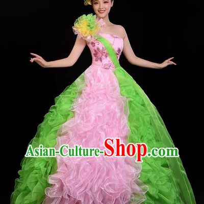 Opening Dance Big Swing Skirt Performance Costume Female Backup Dancer Long Skirt Large Dance Costume