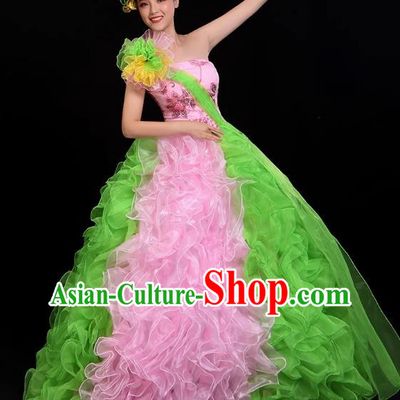 Opening Dance Big Swing Skirt Performance Costume Female Backup Dancer Long Skirt Large Dance Costume