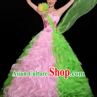 Opening Dance Big Swing Skirt Performance Costume Female Backup Dancer Long Skirt Large Dance Costume