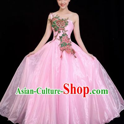 Opening Dance Big Swing Skirt Modern Dance Costume Chorus Costume Pink 540 Swing Costume Female Dancer