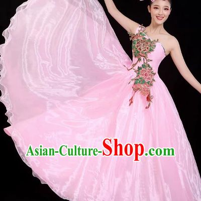 Opening Dance Big Swing Skirt Modern Dance Costume Chorus Costume Pink 540 Swing Costume Female Dancer