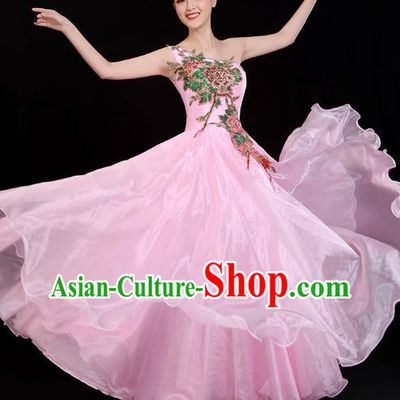 Opening Dance Big Swing Skirt Modern Dance Costume Chorus Costume Pink 540 Swing Costume Female Dancer