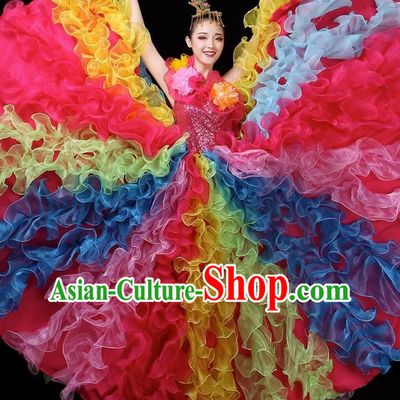 Opening Dance Big Swing Skirt Performance Costume Female Dancer Long Skirt Atmospheric Dance Costume Large Modern Dance