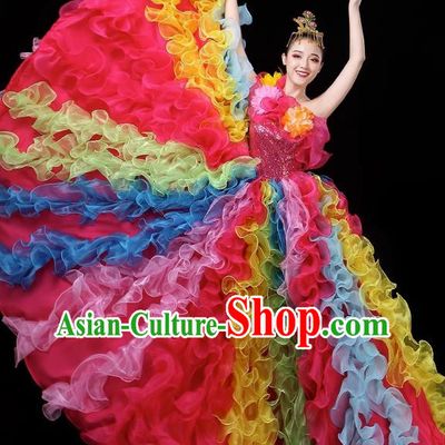 Opening Dance Big Swing Skirt Performance Costume Female Dancer Long Skirt Atmospheric Dance Costume Large Modern Dance
