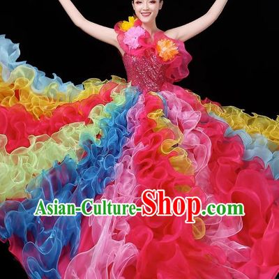 Opening Dance Big Swing Skirt Performance Costume Female Dancer Long Skirt Atmospheric Dance Costume Large Modern Dance