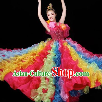 Opening Dance Big Swing Skirt Performance Costume Female Dancer Long Skirt Atmospheric Dance Costume Large Modern Dance