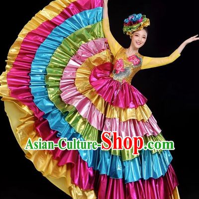 Opening Dance Big Swing Skirt Performance Costume Long Skirt Singing With Stage Large Ethnic Modern Dance Costume Female
