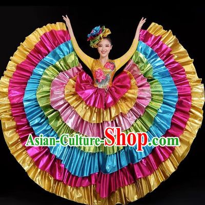 Opening Dance Big Swing Skirt Performance Costume Long Skirt Singing With Stage Large Ethnic Modern Dance Costume Female