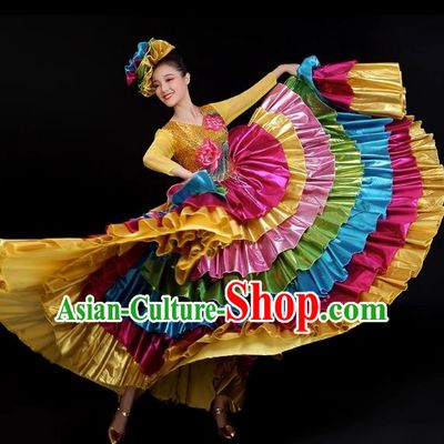 Opening Dance Big Swing Skirt Performance Costume Long Skirt Singing With Stage Large Ethnic Modern Dance Costume Female