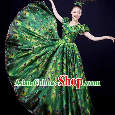 Peacock Dance Large Skirt Performance Clothing Female Parade Clothing 540 Swing Dai Opening Dance Performance Dance Clothing
