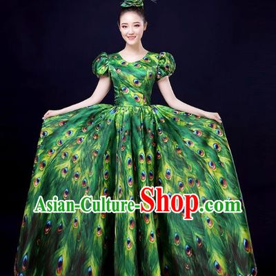 Peacock Dance Large Skirt Performance Clothing Female Parade Clothing 540 Swing Dai Opening Dance Performance Dance Clothing