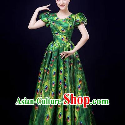 Peacock Dance Large Skirt Performance Clothing Female Parade Clothing 540 Swing Dai Opening Dance Performance Dance Clothing