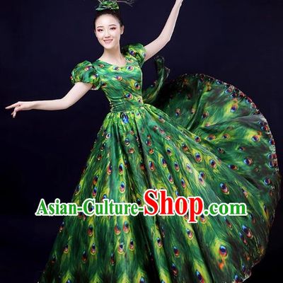 Peacock Dance Large Skirt Performance Clothing Female Parade Clothing 540 Swing Dai Opening Dance Performance Dance Clothing