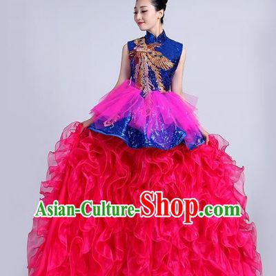 Opening Dance Big Swing Skirt Performance Costume Female Long Skirt Chorus Stage Costume Performance Costume Dance