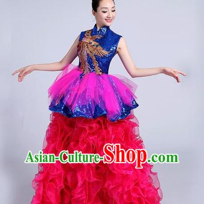 Opening Dance Big Swing Skirt Performance Costume Female Long Skirt Chorus Stage Costume Performance Costume Dance