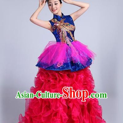 Opening Dance Big Swing Skirt Performance Costume Female Long Skirt Chorus Stage Costume Performance Costume Dance