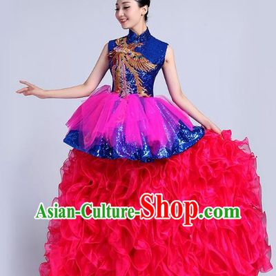Opening Dance Big Swing Skirt Performance Costume Female Long Skirt Chorus Stage Costume Performance Costume Dance