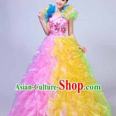Opening Dance Big Swing Skirt Performance Costume New Year Day Dance Performance Costume Modern Stage Adult Chorus Female Long Skirt