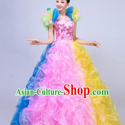 Opening Dance Big Swing Skirt Performance Costume New Year Day Dance Performance Costume Modern Stage Adult Chorus Female Long Skirt