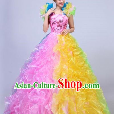 Opening Dance Big Swing Skirt Performance Costume New Year Day Dance Performance Costume Modern Stage Adult Chorus Female Long Skirt