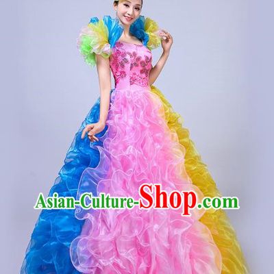 Opening Dance Big Swing Skirt Performance Costume New Year Day Dance Performance Costume Modern Stage Adult Chorus Female Long Skirt