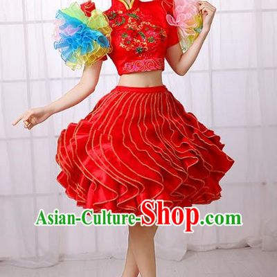 Modern Dance Costume Bag Shoulder Opening Dance Tutu Skirt Adult Dance Costume Square Dance Skirt Female