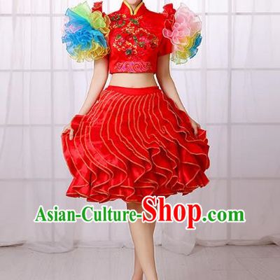 Modern Dance Costume Bag Shoulder Opening Dance Tutu Skirt Adult Dance Costume Square Dance Skirt Female