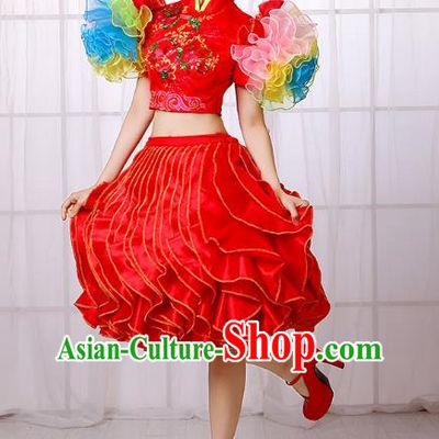 Modern Dance Costume Bag Shoulder Opening Dance Tutu Skirt Adult Dance Costume Square Dance Skirt Female