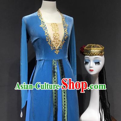 Dance Practice Clothing Double Layer Xinjiang Uyghur Performance Clothing Suit Women National Clothing Art Test Large Swing Skirt