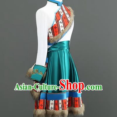 Professional Tibetan Men Short Adult Chinese Minority Ethnic Dance Performance Costumes