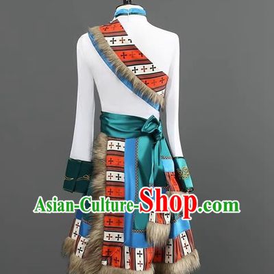 Professional Tibetan Men Short Adult Chinese Minority Ethnic Dance Performance Costumes