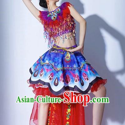 Red Parade Performance Costumes Women Group Performance Costumes Opening Dance Song Accompaniment Dance Performance Costume Female Tutu Skirt